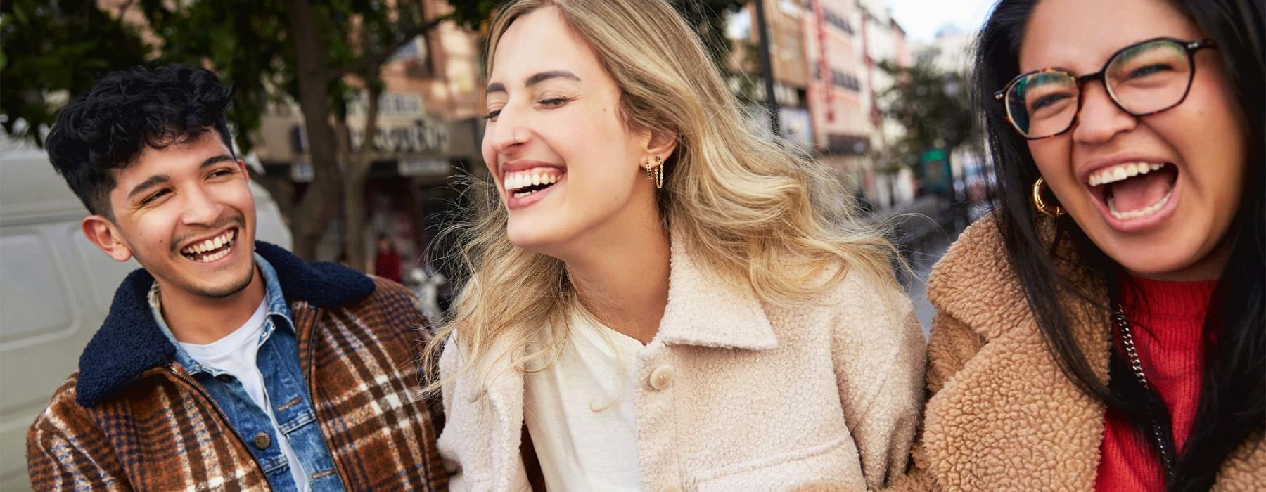 a group of people laughing